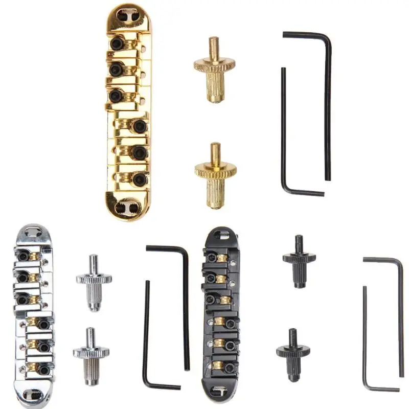 3 цвета латунный роликовый Регулируемый седло Tune-O-Matic цинковый сплав и латунные ролики мост для электрогитары LP золото серебро черный