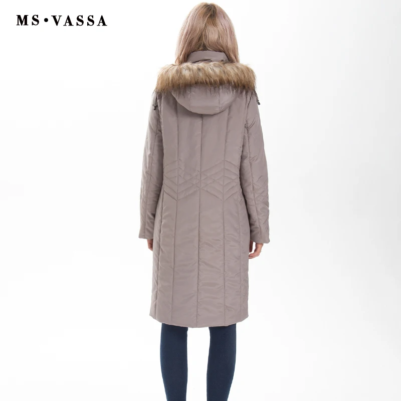 MS VASSA Winter Parkas Women 2018 New Fashion Autumn ladies long jackets detachable hood with fake fur plus size 7XL outerwear