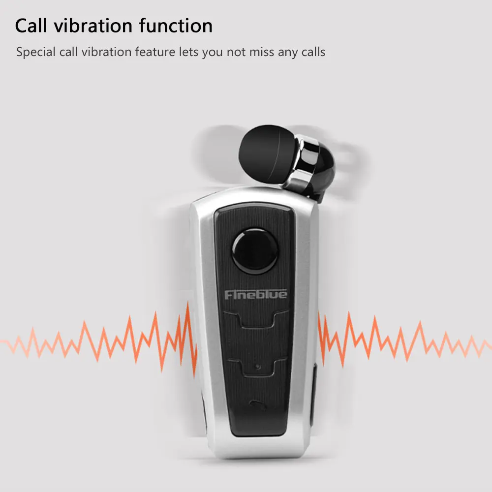 Fineblue F910 Беспроводная Bluetooth V4.0 гарнитура в ухо вибрирующее оповещение носить клип Hands Free наушники для смартфонов