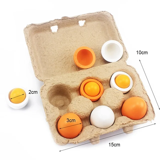 Kids Wood Kitchen Toys Simulation Egg Wooden Lovely Egg Box Toy Food