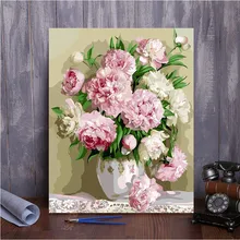 Розовый пион цветок Сделай Сам картина по номерам ручная роспись маслом на холсте для гостиной офиса домашнего декора подарок 806