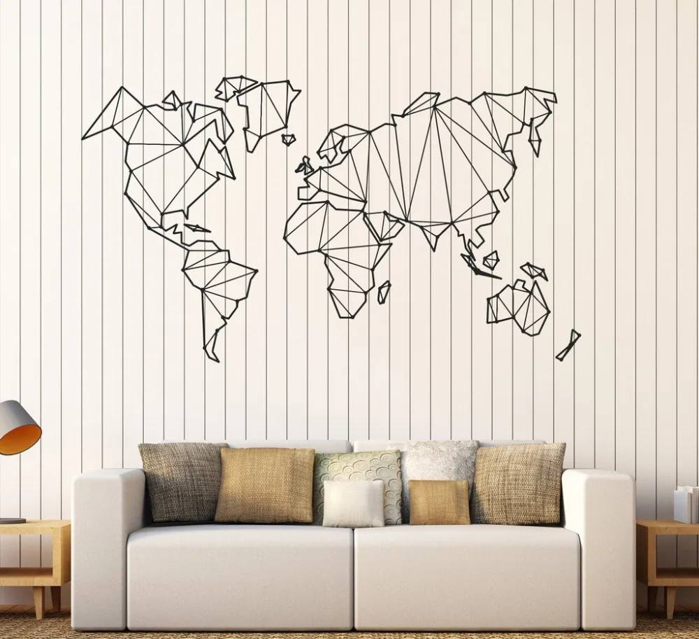 Абстрактная Наклейка на стену с изображением географии, Карта мира, декор для спальни, для дома, виниловые наклейки на стены, Mapa Mundi