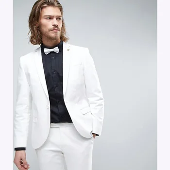 

Custom Men's Suit Swallowtail White Groom Men's West Slim Body Double Button Men's Suit 2019 British Style Design