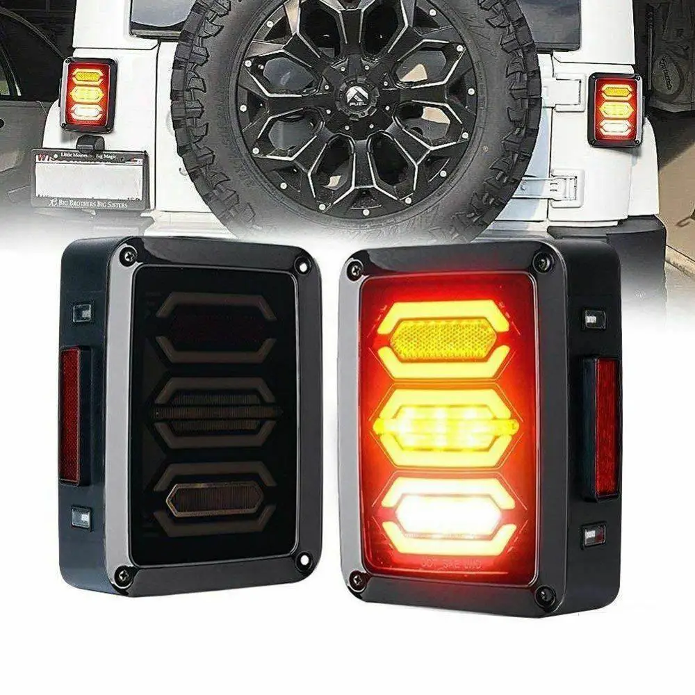 USA/EU edition LED Diamond Tail Light Black with Smoke Lens For 07-18 Jeep Wrangler JK JKU Sports Freedom Rubicon 07-17 | Автомобили и