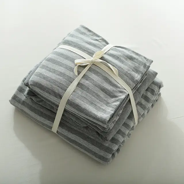 4pcs 100 Cotton Jersey Knit Fabric Bedding Set Queen Size Duvet