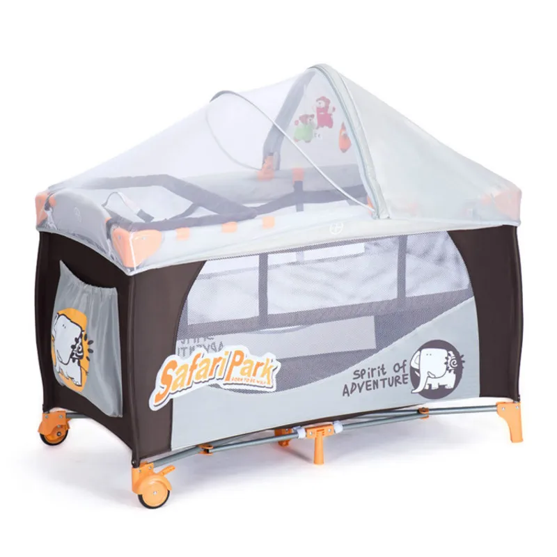 

Crib multi-function folding with roller mosquito net bunk bed toy bed newborn bed with diaper table