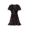 Purchase Ruffles Summer Beach Sexy Backless Short Dresses Vestidos Deep V Neck Boho Floral Print Mini Dress 32894520491