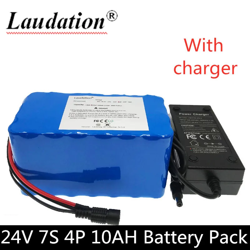 

laudation 24V 10ah electric bicycle lithium battery 29.4V 10ah 18650 battery pack for 250W 350W electric motorcycle with 15A BMS