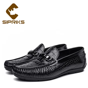 

Sipriks Imported Genuine Leather Black Slip On Dress Shoes Business Office Work Loafers Fashion Mens Driving Shoes Comfort Flats