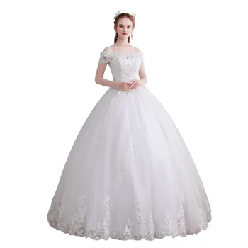 

Holievery Gelinlik Off Shoulder Wedding Dress with Lace Appliques 2019 Ball Gown Bridal Dress Lace Up Wedding Gown robe mariage