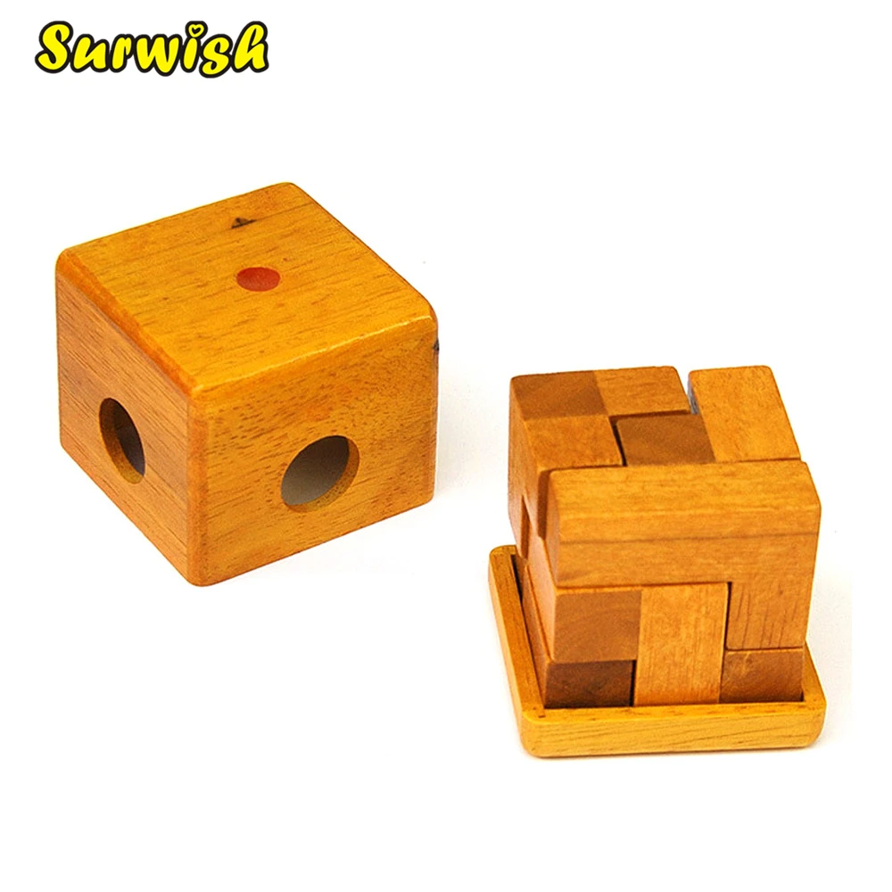 Игрушка-головоломка в упаковке Luban Lock Cube детская развивающая и развивающая игрушка-цвет дерева