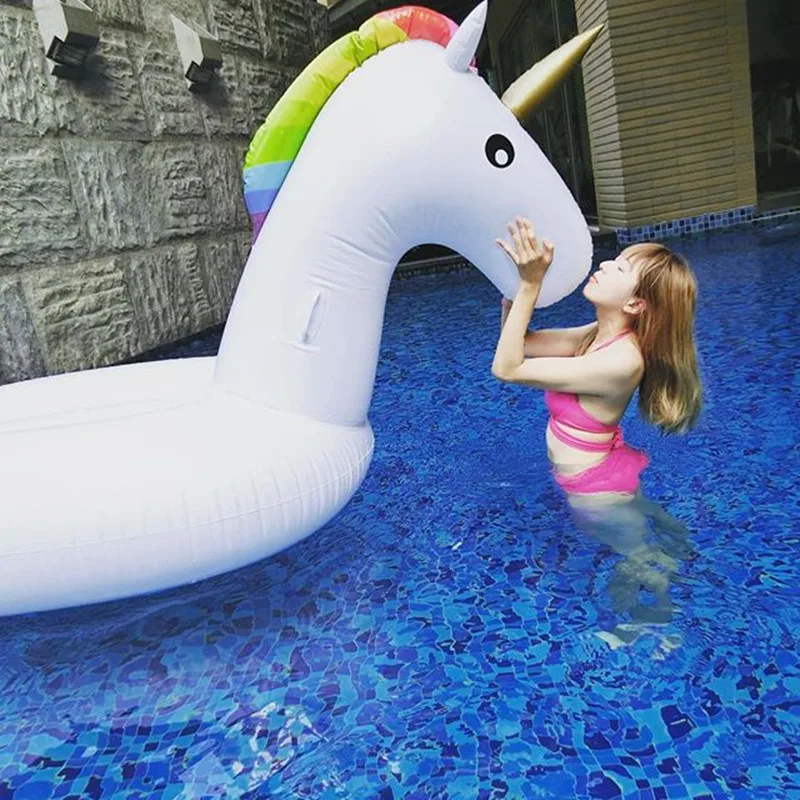 120cm For Adult INS Inflatable Unicorn Safe Raft Swimming swim ring Float bathing toys Summer giant pool tube