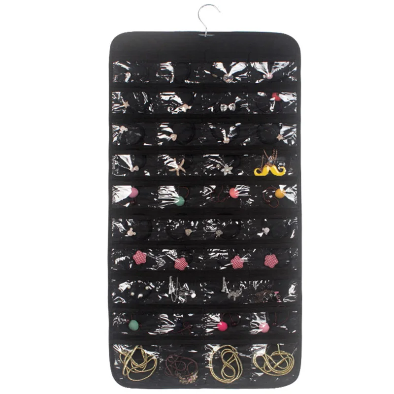 

80 Pockets Jewellery Storage Display Pouch Jewelry Hanging Organizer Earring Necklace Jewelry Display Holder Creative Household