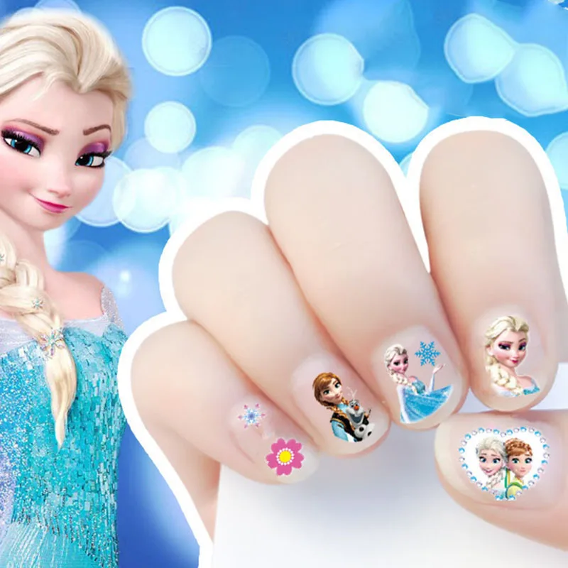 Disney cartoon girls nail sticker frozen Elsa Sofia princess makeup pretend play beauty fashion toy cosplay party girl gift