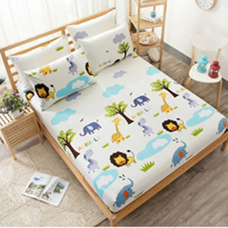 

Flamingos Printing Bed Sheet Lovely Bear Fitted Sheet with Elastic for Child Polyester Brushed Mattress Protector