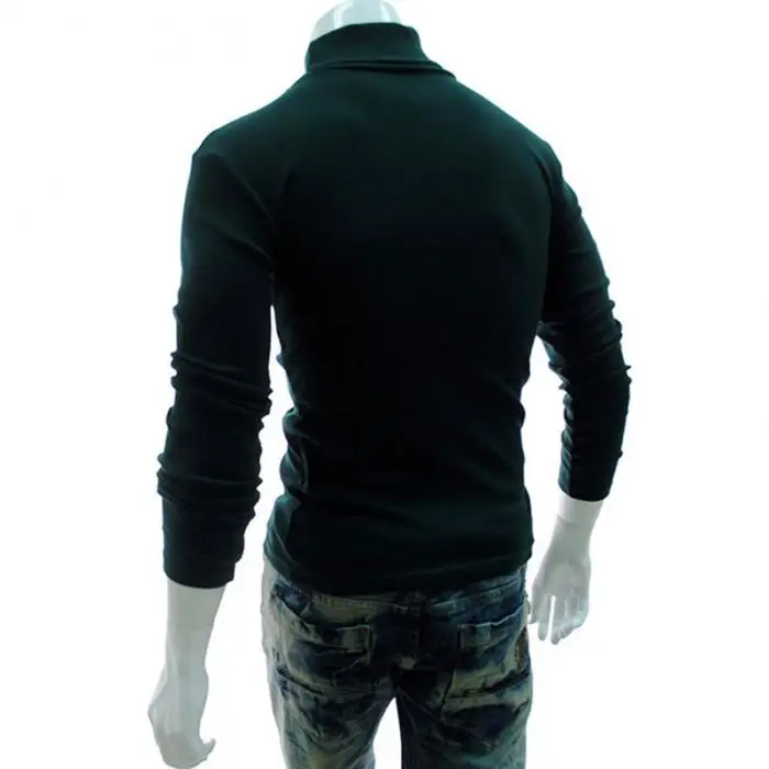 Повседневная мужская Трикотажная одежда с длинным рукавом на осень и зиму, приталенный базовый пуловер с воротником-стойкой, топы, XIN