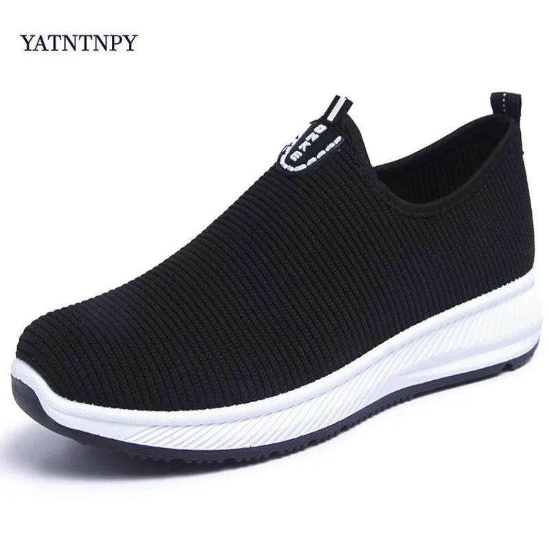 YATNTNPY Fashion Breathable Mesh Men Shoes Non-slip Rubber Sole Man Shoes 2019 Summer Autumn Plus Size 39-44 Male Black Shoes
