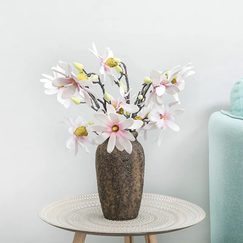 Flone 2 Heads Artificial European Magnolia Simulation Mini Small Orchid Flower Silk Flower Wedding Home Party Decor Floral (1)