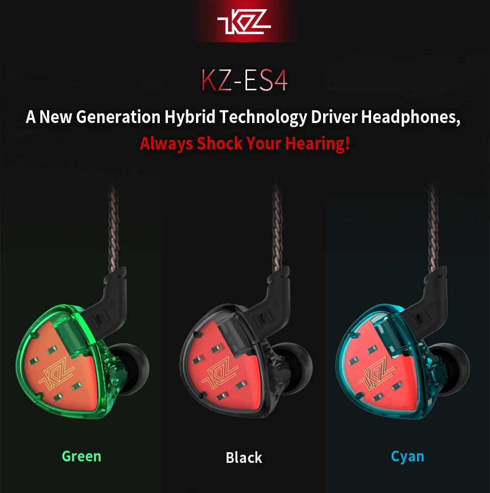 KZ ZS10 ES4 наушники 4BA 1BA с 1DD динамические гибридные наушники-вкладыши спортивные наушники 5 приводных устройств гарнитура вкладыши 1BA KZ ES4