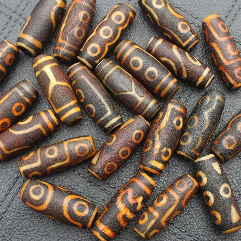 

4pcs ,12-15x35-40mm,Oval Antique Tibet Agates Dzi Beads ,Large Variety of Patterns , Jewelry Making Beads