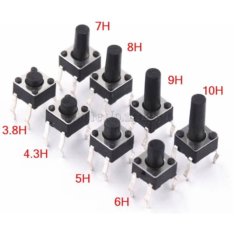 Miniature Square Tactile Switch 5mm Button 5 Pack