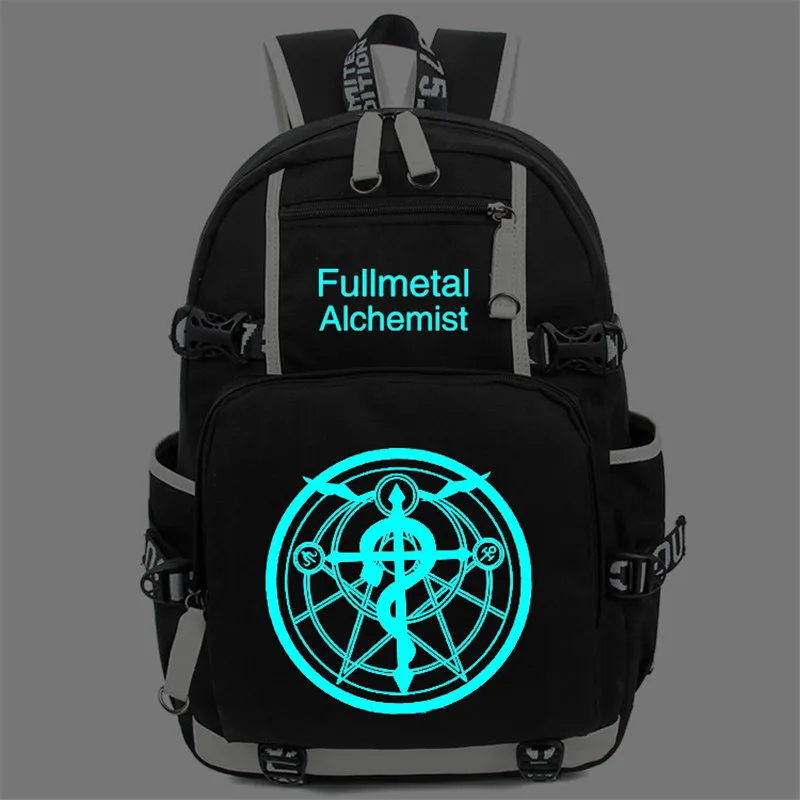 

High Quality Fullmetal Alchemist Anime Backpack Men Women Laptop Notebook Computer Black Shoulder Travel School Bag Mochila New