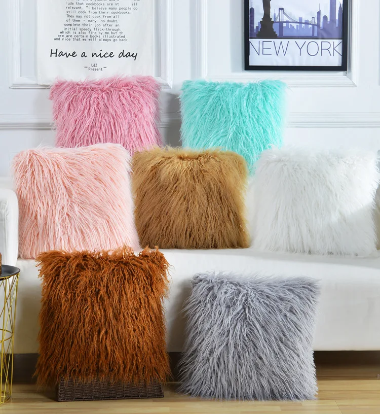 43*43 سنتيمتر لينة فو الصوف قابل للغسل وسادة الدافئة مشعر وسادة مقعد طويل أفخم وسادة لل سيارة كراسي مكتب الأرائك