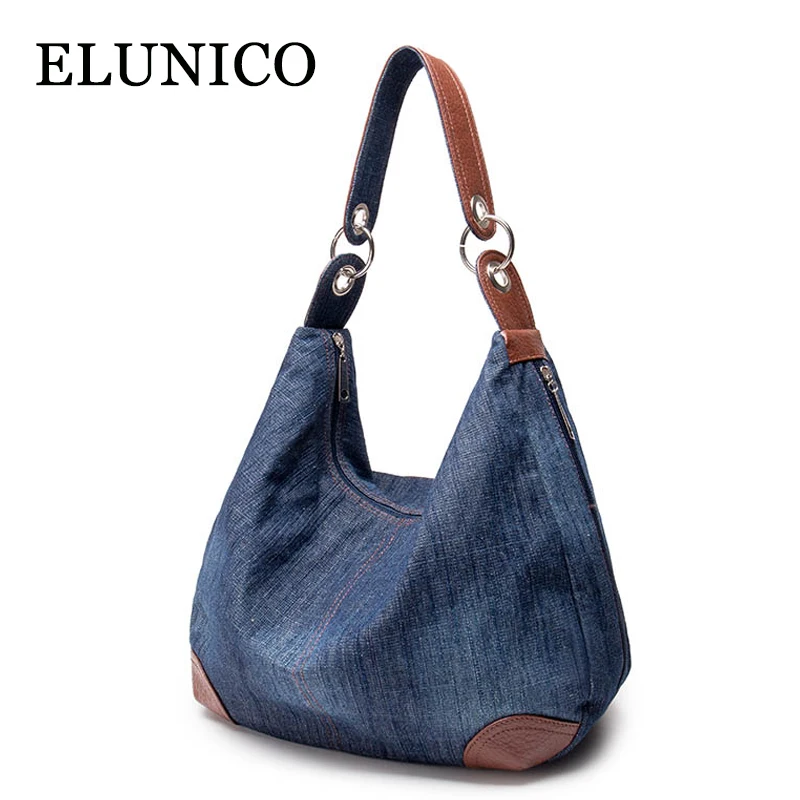 ELUNICO 2018 Korean Casual Large Capacity Denim Handbag Women Canvas Tote Bags Handbags Women ...