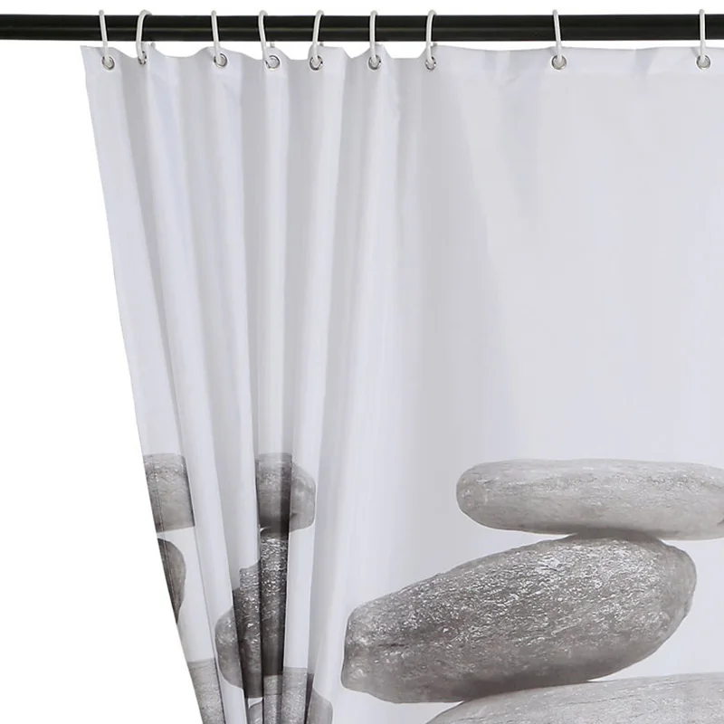 Kaufen Pebble Druck Polyester Stoff Dusche Vorhang Verdicken Beschichtung Prozess Bad Produkte Mehltau Resistent Wasserdicht Bad Vorhänge