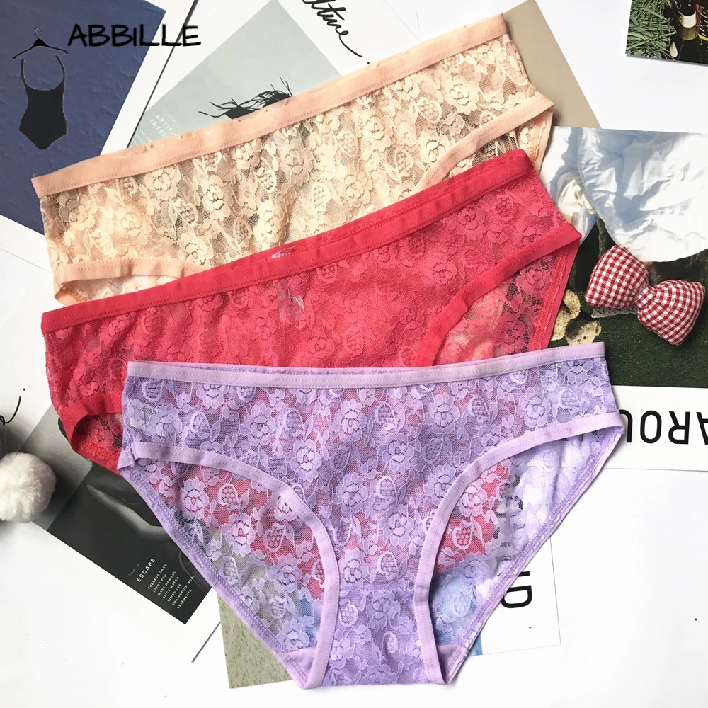 European Seamless Transparent Panties - Sexy Lace Underwear for Women - String Hollow Out Lingerie with Crotch - Cotton Briefs image 3