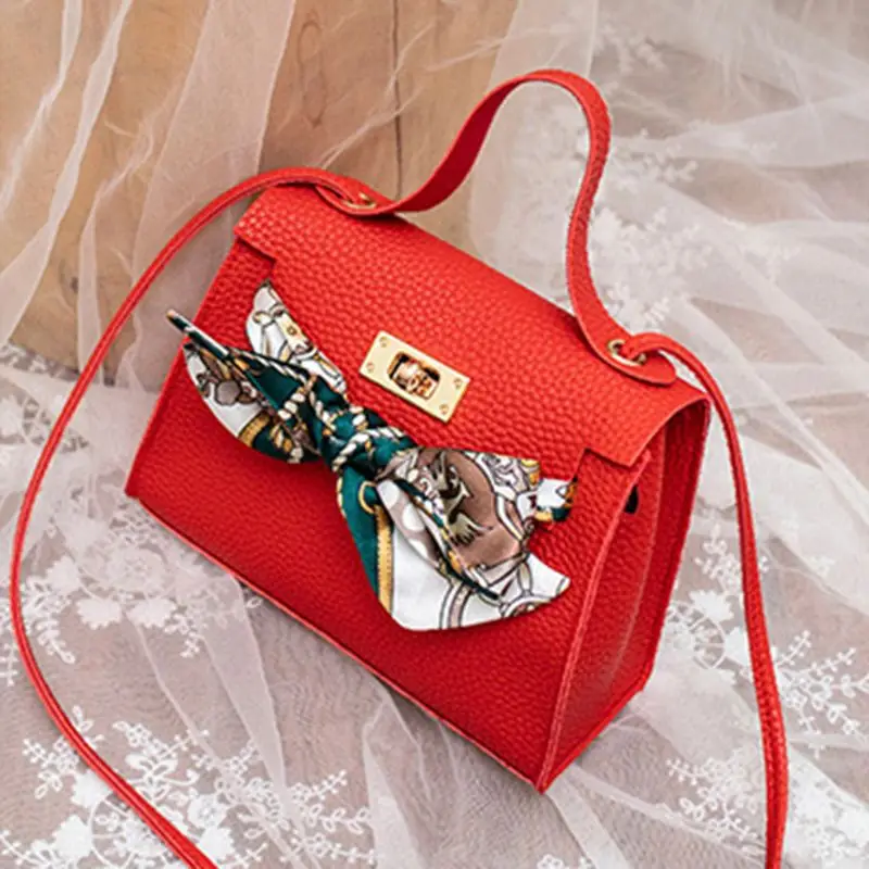 

2019 Women PU Leather Handbag Shoulder Lady Crossbody Bag Tote Messenger Satchel Purse with Scarf Decor