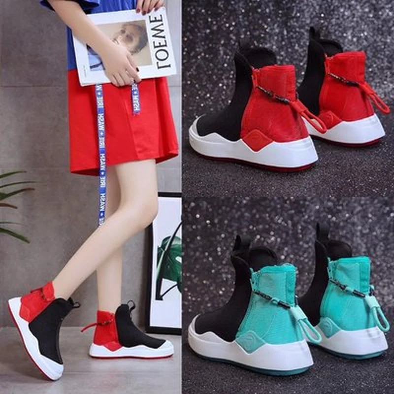 

2018 new wild fashion women's shoes breathable high quality zipper shoes