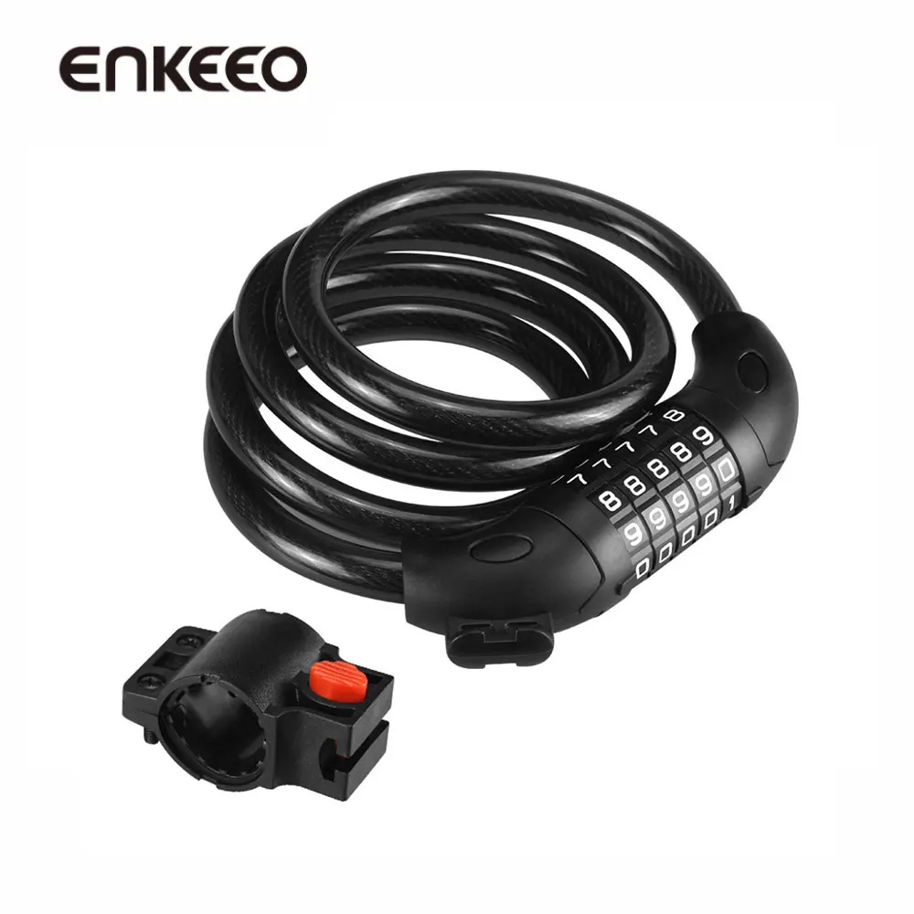 Enkeeo Bike Coded Lock Cycling Cable Locks MTB Road Bike Helmet Lock