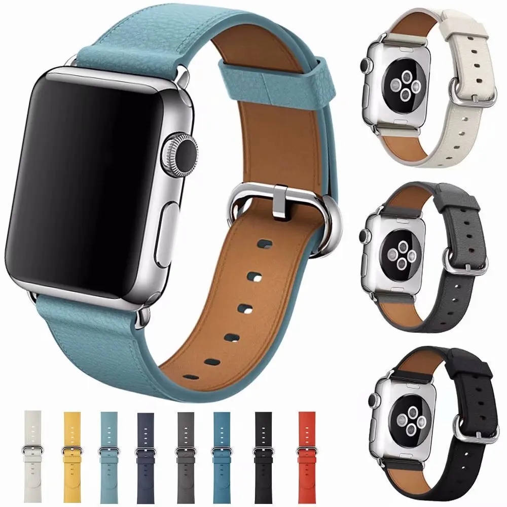 Роскошный классический металлический кожаный ремешок 44 мм для Apple Watch Series 5 4 3 2 1 ремешок Iwatch 38 мм 42 мм браслет умные аксессуары на запястье