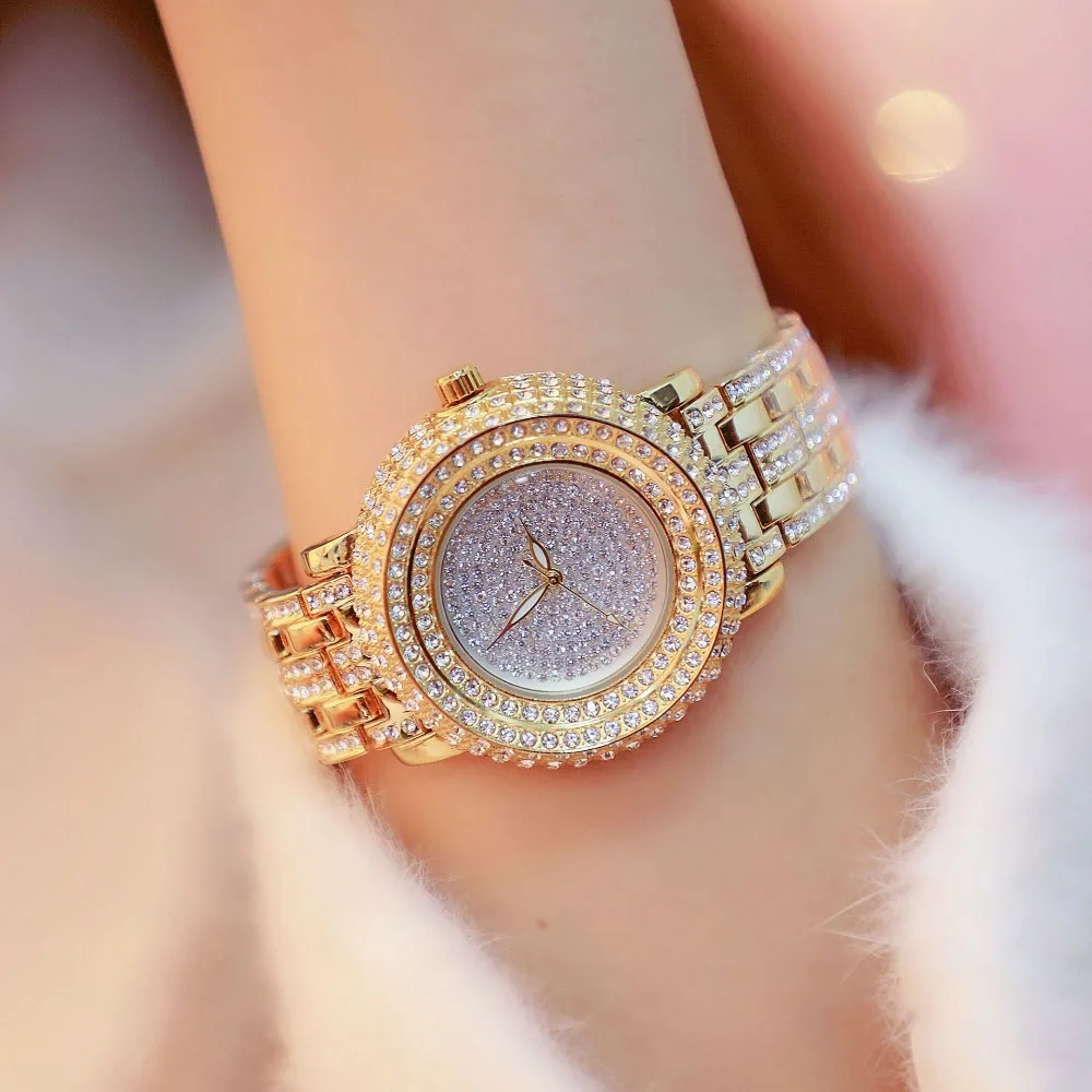 Fashion Luxury Crystal watch stainless steel Gold Quartz Watch Rhinestone Women Watches Clock female Ladies Dress Wristwatch images - 6