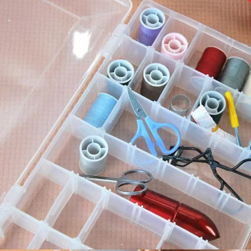 

24 Grid Plastic Storage Box Transparent Jewelry Nail Tip Storage Box Case Holder Compartments Makeup Organizer