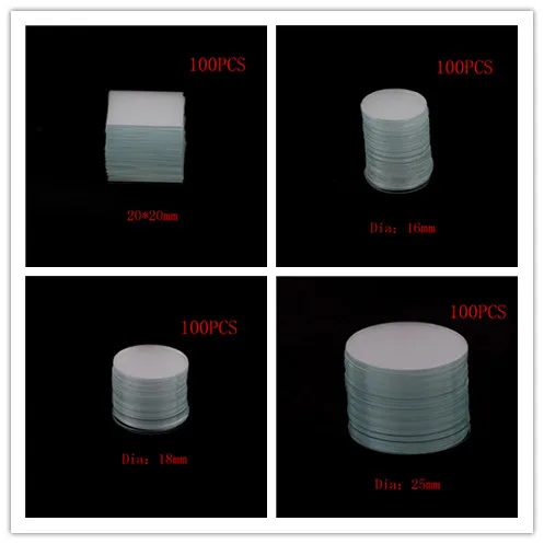 100 PCS/lot Circular/Square Cover Slides Diameter 16/18/20/25mm Glass Plate Coverslips WHB Round Coverslip