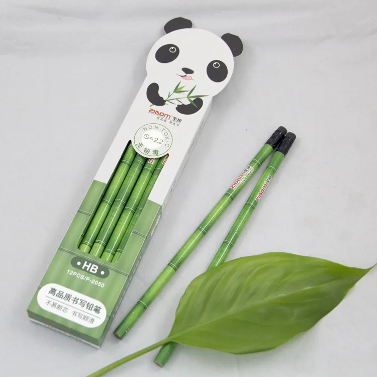

children cartoons with rubber pencils Creative animal panda pencils wooden lead gift for student school supplies Wholesale