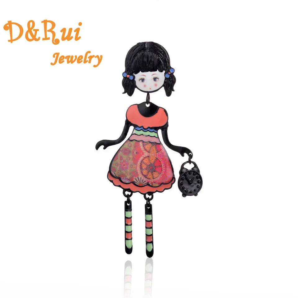 

Princess Style Girl Brooch Pins Fashion Doll Enamel Pin High Quality Brand Charming Dress Jewelry 2019 New Brooches for Women