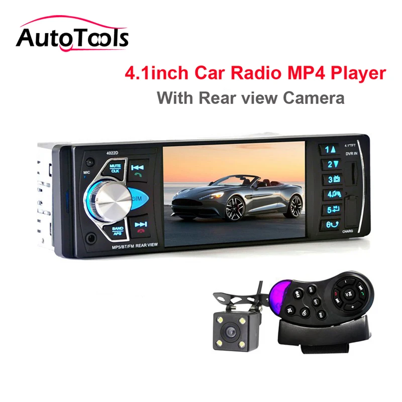 

4022D Car Radio Player with Rear View Camera 4.1 inch Car MP3 MP5 Player Bluetooth FM Transmitter Stereo Audio for Music