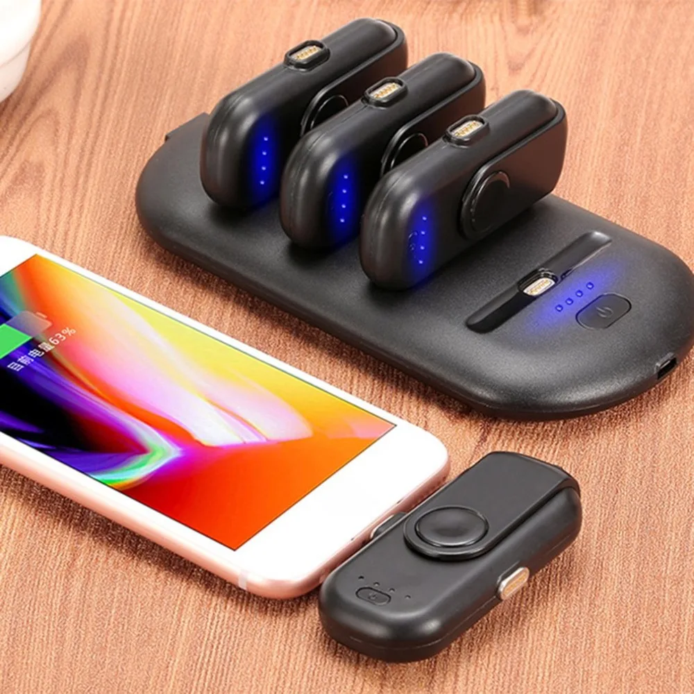 

1000mAh Mini Wireless Magnetic Finger Power Bank with Data Cable Portable Universal Charger for Smart Mobile Phones for android