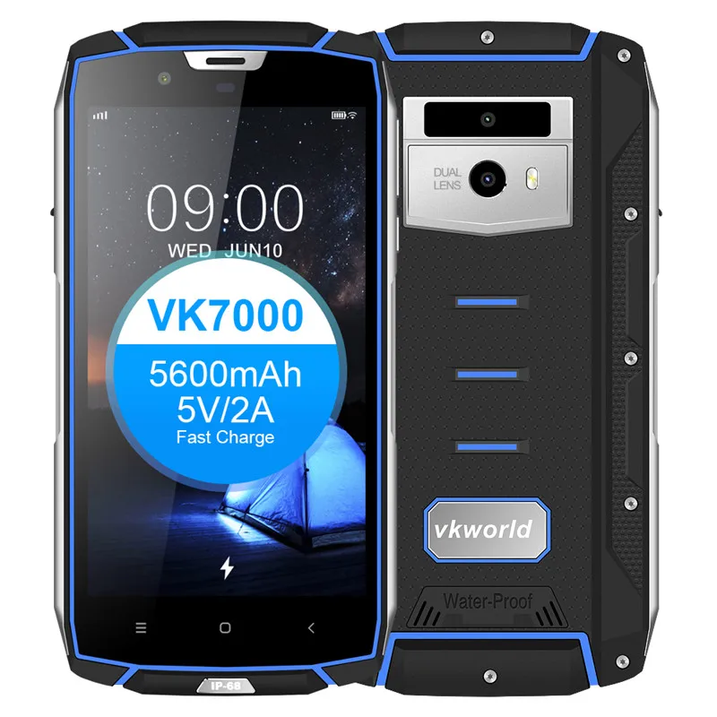 Vkworld VK7000 IP68 водонепроницаемый смартфон 5," Восьмиядерный процессор MTK6750T Android 8,0 5600 мАч Быстрая зарядка 5 В/2 А 4 Гб ram 64 Гб rom