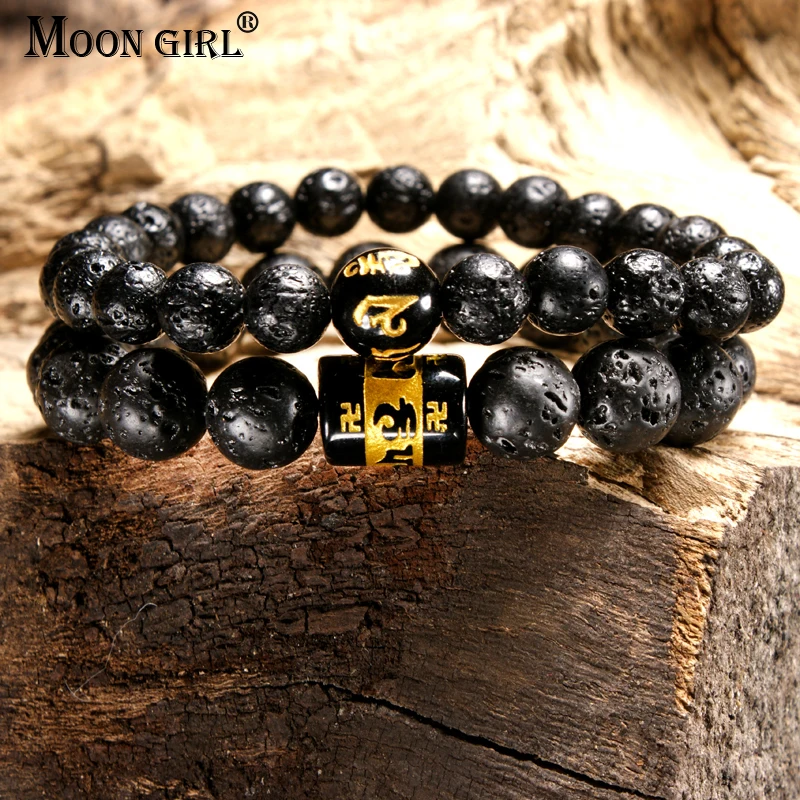 

MOON GIRL 10MM Lava Stone Beaded Chakra Bracelet Set Boho Scripture Hombre Pulesares Fashion Prayer Bracelets for Women Dropship