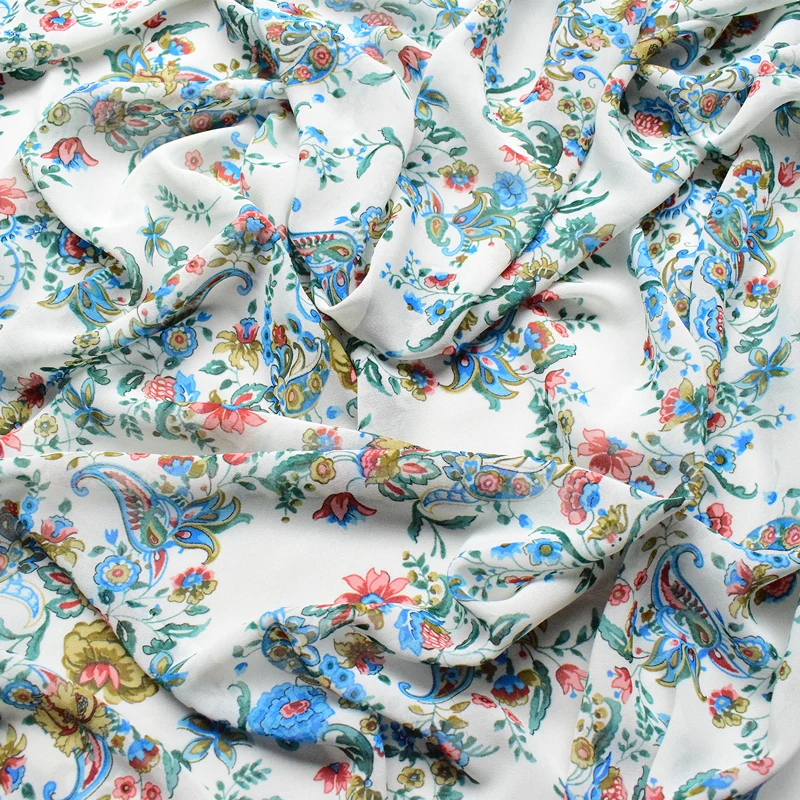 

Japanese Retro Paisley Print Material Dress Crafts Cosplay Clothing Sets Satin Charmeuse Fabric