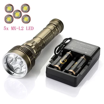

Ultra Bright 5x XM-L2 LED 200M Underwater High lumens Diving Flashlight Tactical Dive Torch Waterproof light