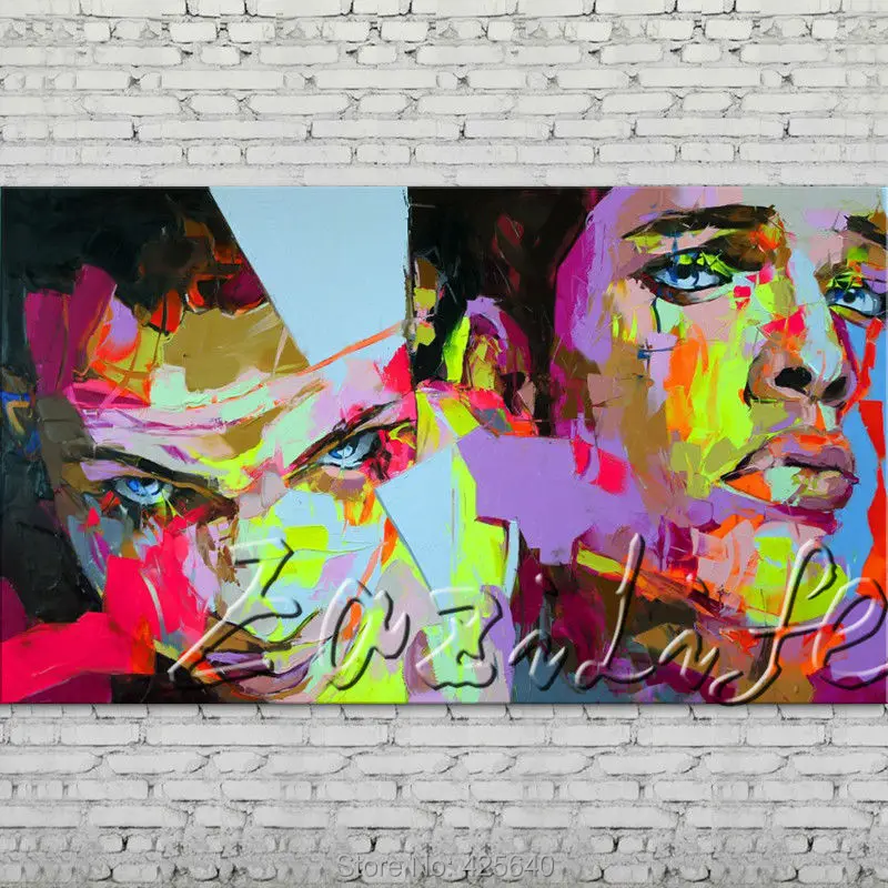 

Palette knife painting portrait Palette knife Face Oil painting Impasto figure on canvas Hand painted Francoise Nielly