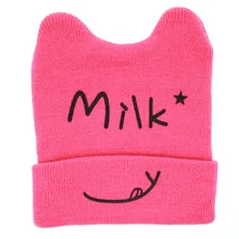 Детская шапочка с надписями, Мультяшные кошачьи уши, шапка для новорожденных, реквизит для фотосессии, зимняя одежда для мальчиков и девочек