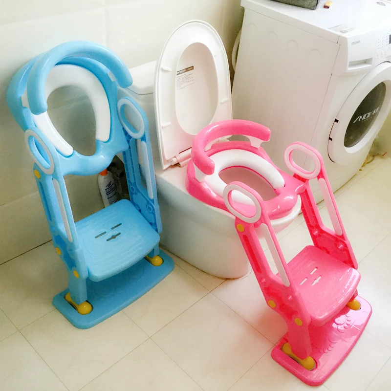 Folding Potty Ladder Toilet Seat Toilet Bowl Step Stool with Backrest