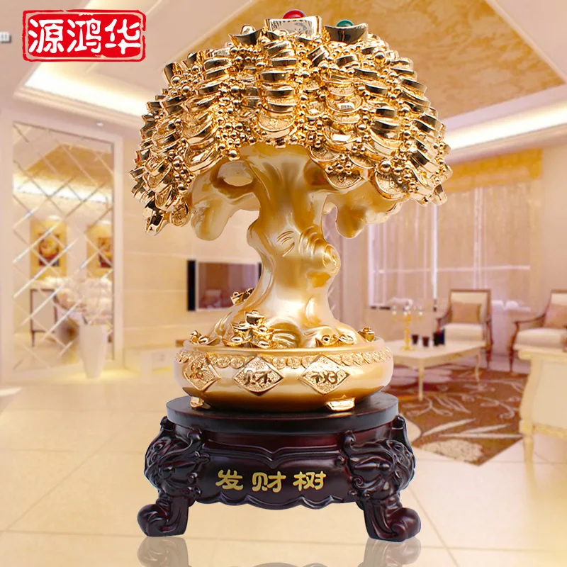 

Home Decoration Accessories Electroplating Resin Crafts Rich Tree Ornaments Shop Opened Business Gifts Furnishing Living Room