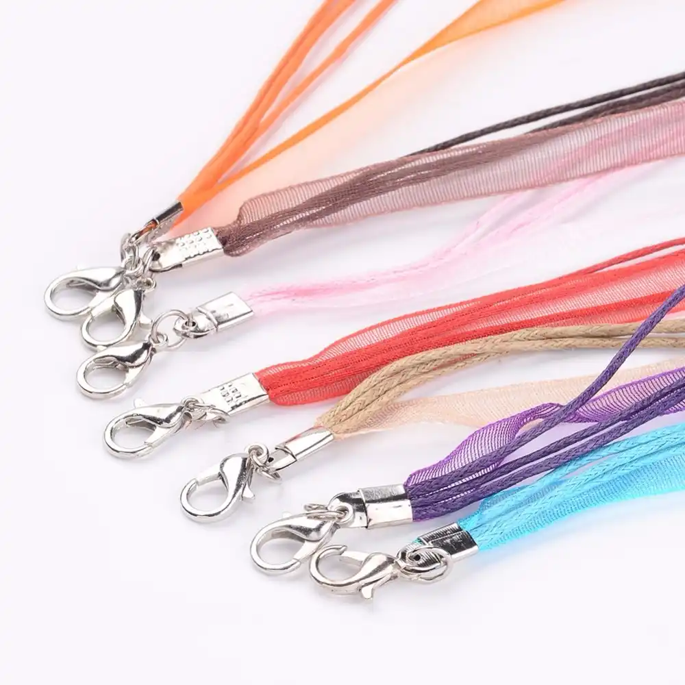 Colour /'Orange/' Cotton Cord with Organza Ribbon